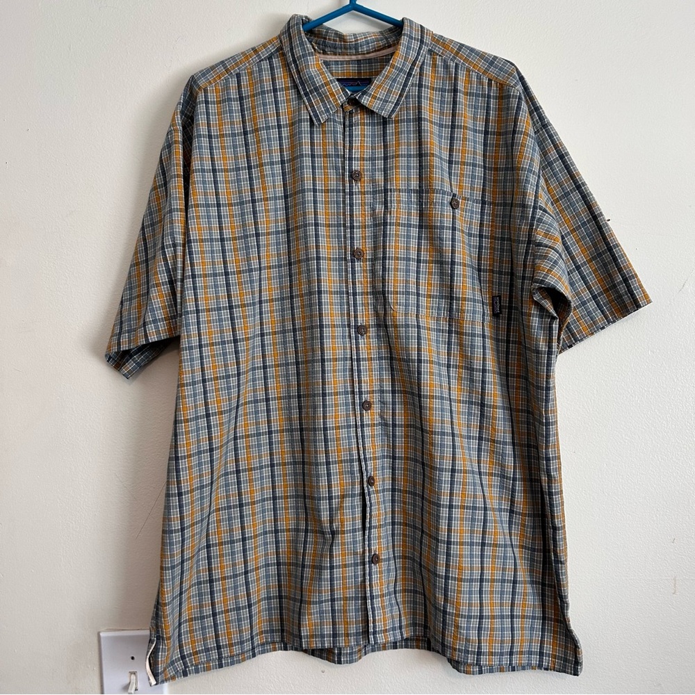 Patagonia Casual Plaid Shirt in Blue and Yellow